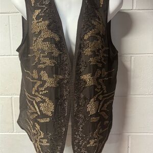 Chico's Brown Sequin Sleeveless Blouse